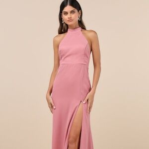 Lulus Captured Your Heart Dusty Rose Halter Maxi Dress Pink - Size L